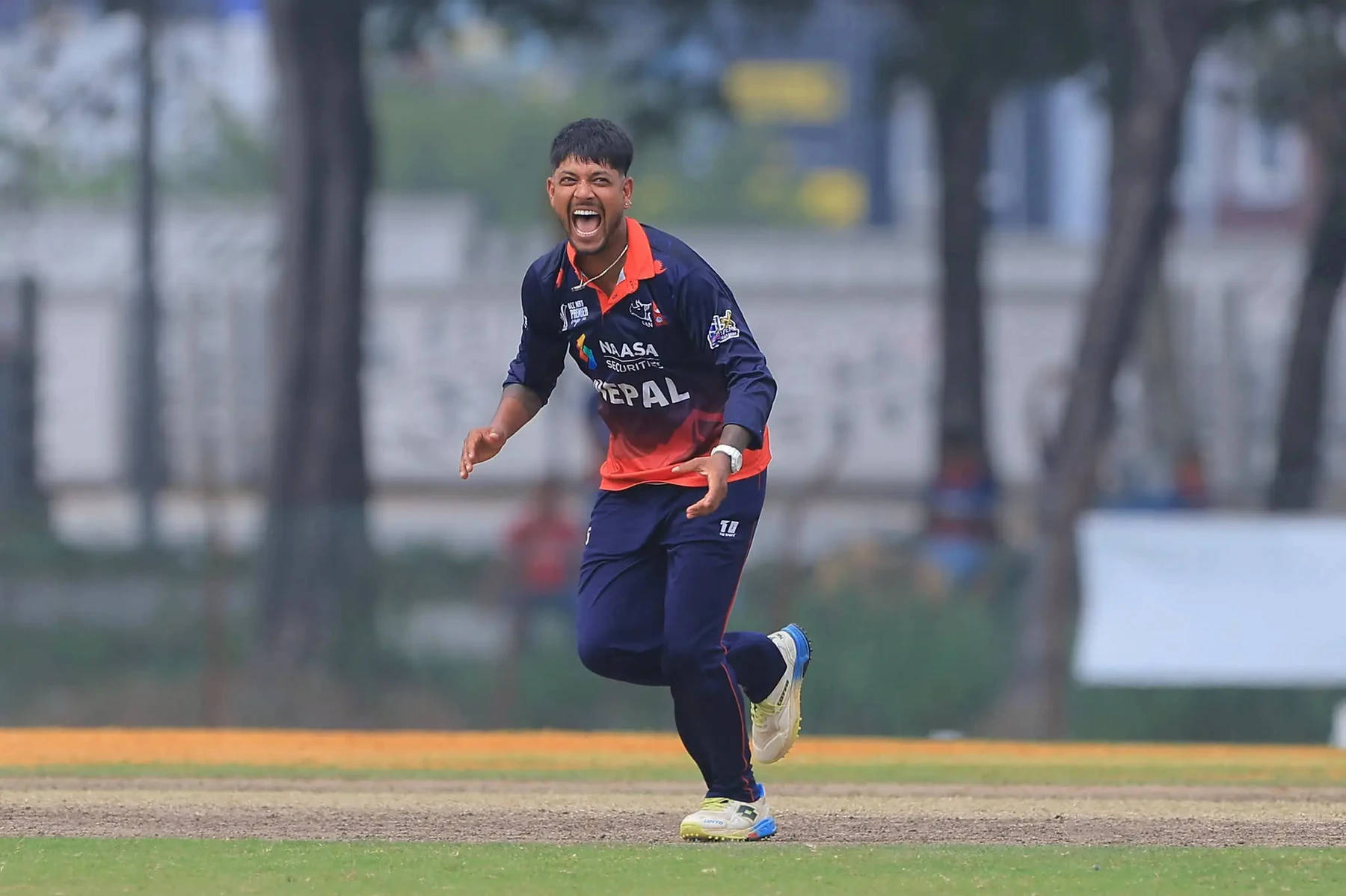 Sandeep Lamichhane during Nepal's Premier Cup campaign.