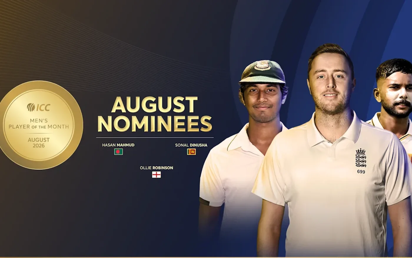 Dinusha, Robinson and Hasan Mahmud nominated for Men’s Player of the Month