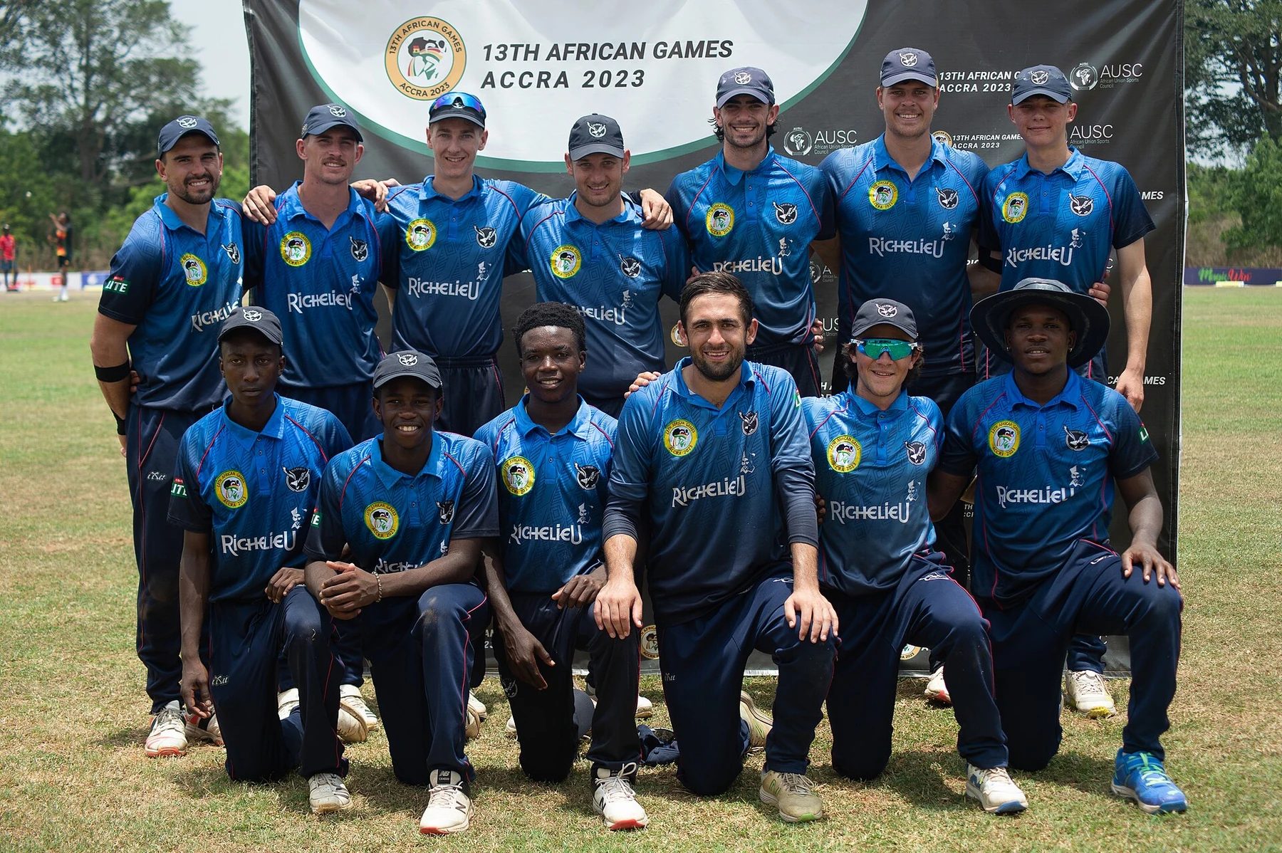 Amuzujoe, CC BY-SA 4.0, via Wikimedia Commons Namibia men's cricket team at the African Games